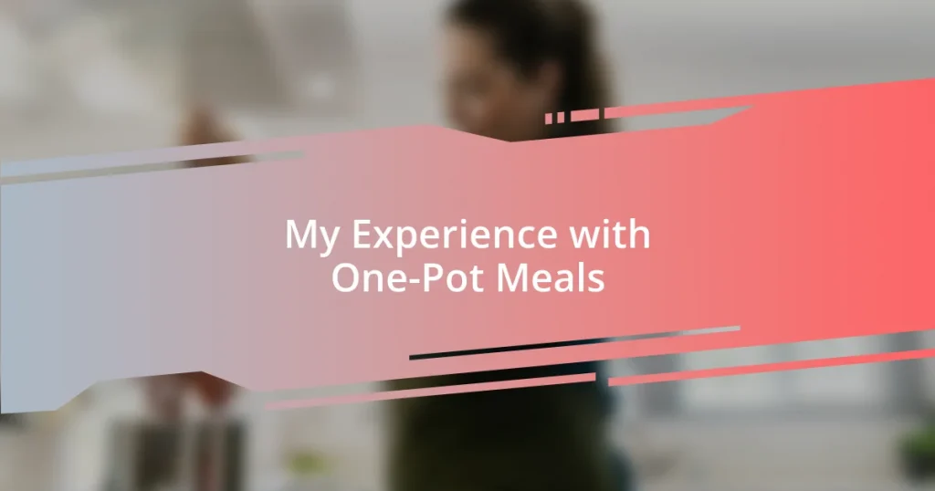 My Experience with One-Pot Meals